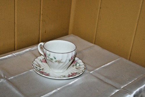 Vintage Johnson Bros Tea Cup and Saucer Roses England SnoWhite Regency Ironstone - Picture 3 of 8