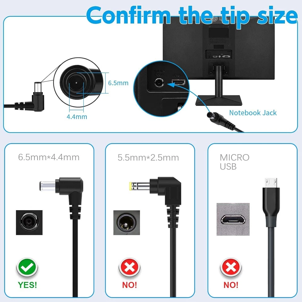19V Netzteil Ladegerät Kabel für LG Electronics 19"20"22"23"24"27"29"34" Monitor - Bild 2 von 4