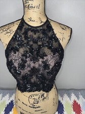 Sherri  Hill Top Beaded Sequined Couture black sleeveless Sz 6
