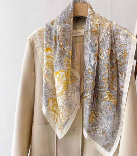 100% Silk 35" Square Scarf Women Neckerchief Wrap Kerchief Bandana rainforest
