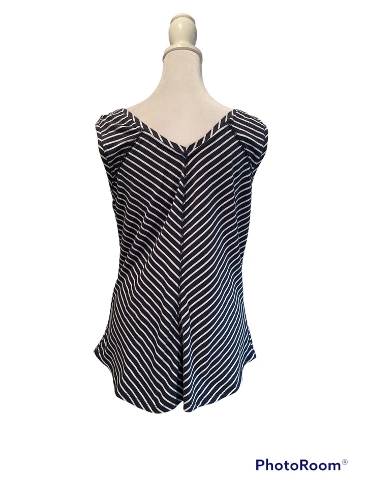 Camiseta sin mangas Royal Robbins azul y blanco a rayas ajuste estándar talla pequeña Foto 3 de 4