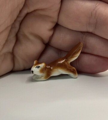 Vintage Dollhouse Miniature Squirrel Matte Tiny Adorable Animal Trinket