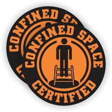 2x Confined Space Certified Hard Hat Sticker Decal