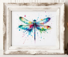 Dragonfly Art Print, Colorful Dragonfly Wall Art Decor, Nature Art Print 22