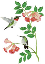 SUMMER HUMMINGBIRDS Spring HAND Towel SET Embroidered