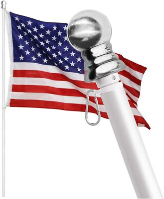 Tangle Free Spinning Flag Pole Aluminum 6FT Two Piece Design Durable Rust Free