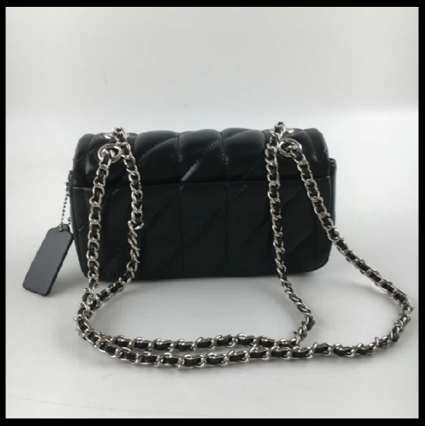 Borsa a tracolla Coach CP149 Tabby 20 trapuntatura pelle nappa nero argento outlet NUOVA