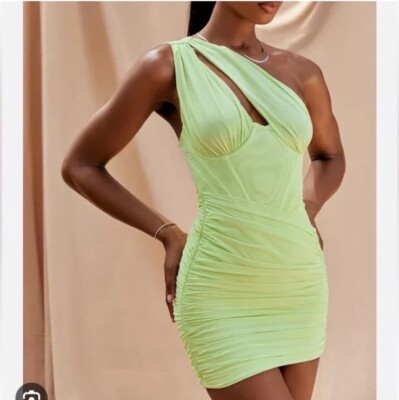 kristen green dress episode House of CB Alessia Feather Hem Midi Dress – TheLuxeLend main image 0