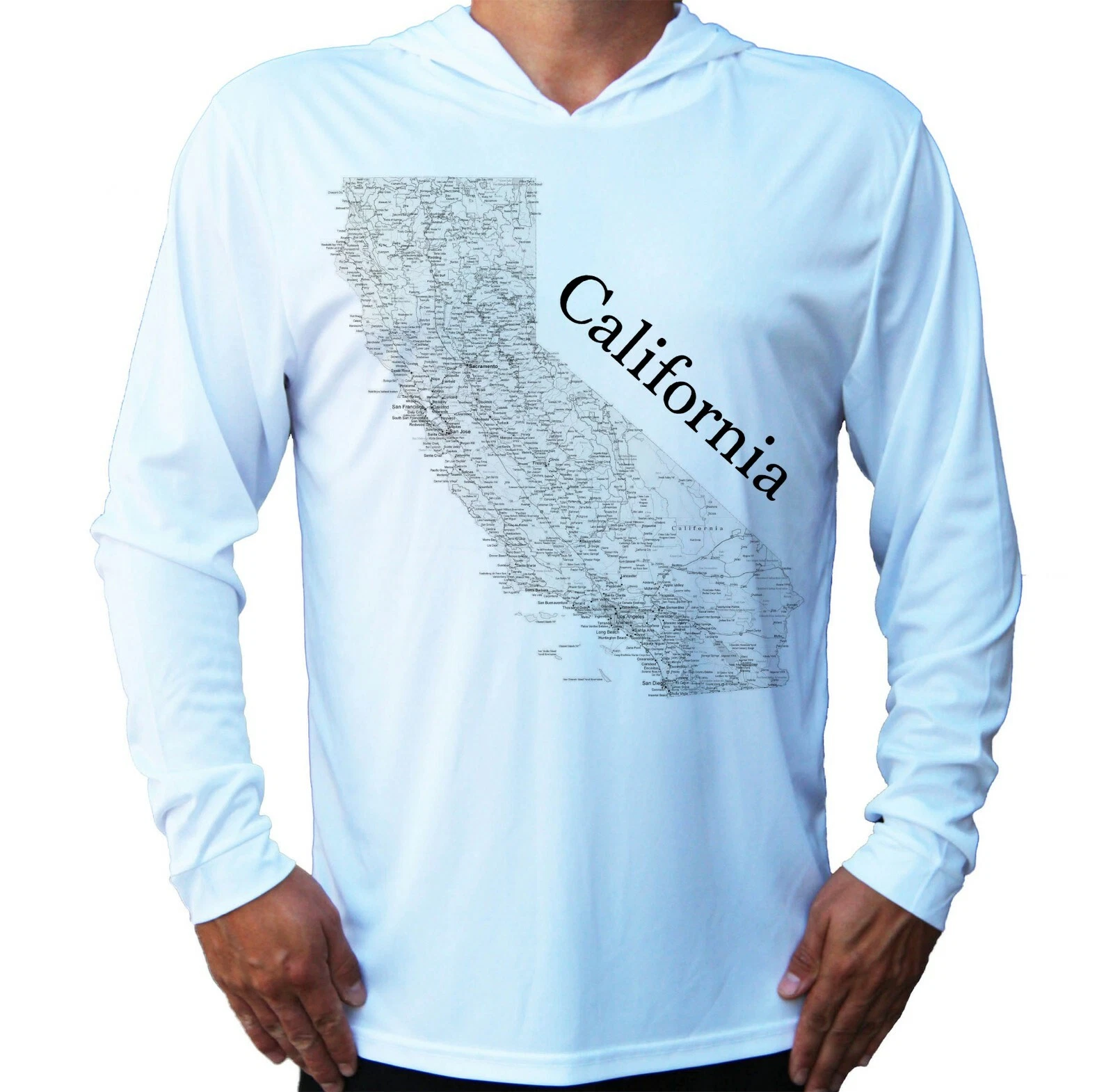 California State Map Sport UV Protected UPF 50 Long Sleeve T-Shirt Hood Fishing
Opens in a new windo