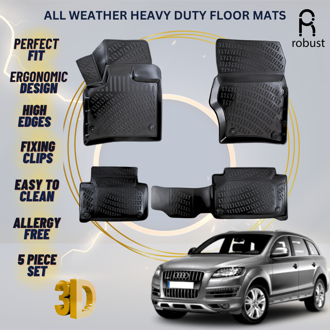 SCOUTT 3D Floor Liners For Audi Q7 (2007-2015) - Full Set Black TPE Mats With Lifetime Warranty - View #2