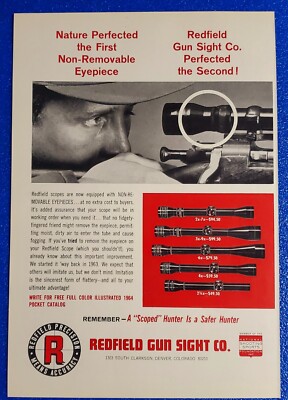 1964 REDFIELD GUN CO. NON-REMOVABLE SCOPE EYEPIECES ORIGINAL HUNTING PRINT AD