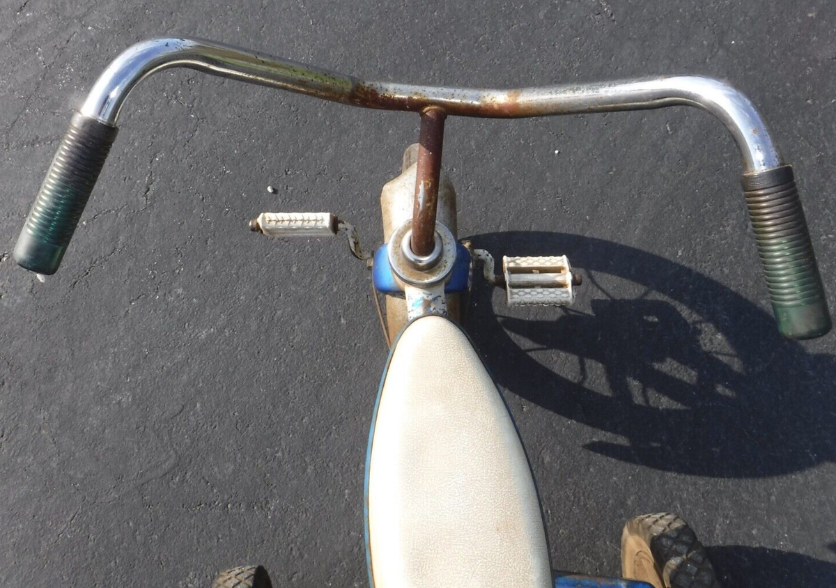 Selle Vélo Vintage Troxel – Siège Banane Bleu, Vinyle – USA Années 70 – Muscle Bike