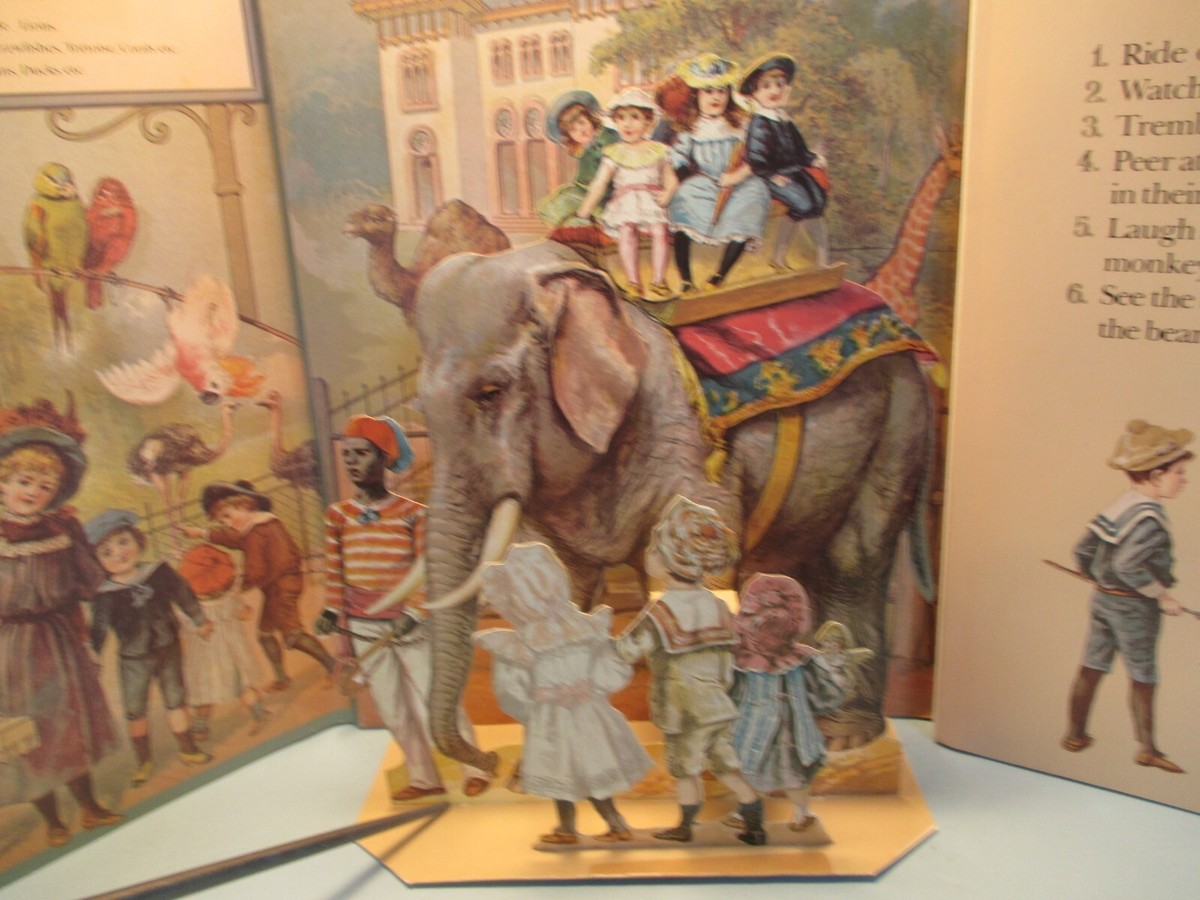 POPUP book DAY AT THE ZOO 1980 reproduction of antique 1890