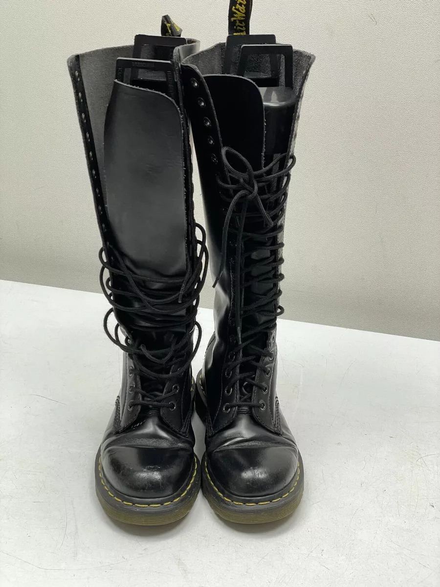 Bottes Dr Martens 20 illets cuir noir taille 6 Royaume Uni rare skinhead go