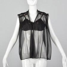 Medium 1960s Ruffle Bra and Bed Jacket Vintage Sleeveless Open Front Red Floral