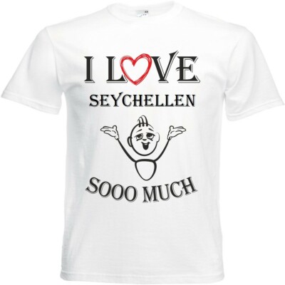 T-Shirt I Love Seychellen für Damen Herren und Kinder ... in der Farbe Weiss