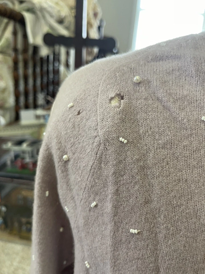 Cárdigan vintage Rockabilly años 50/60 lavanda con cuentas talla mediana Foto 4 de 4