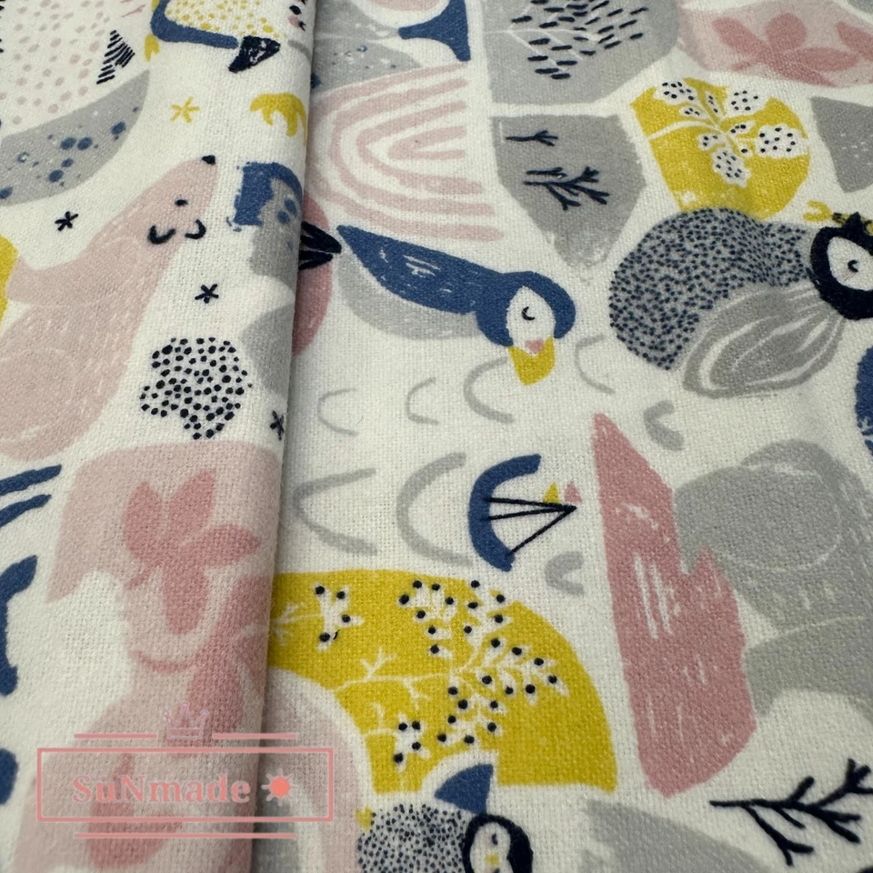 Tela de franela de media yarda - Franela de animales de invierno con estampado súper acurrucado Foto 4 de 4