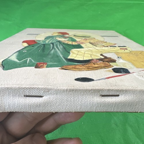 Norman Rockwell Vintage canvas acrylic paint 10x8" artist's signature - Picture 8 of 11