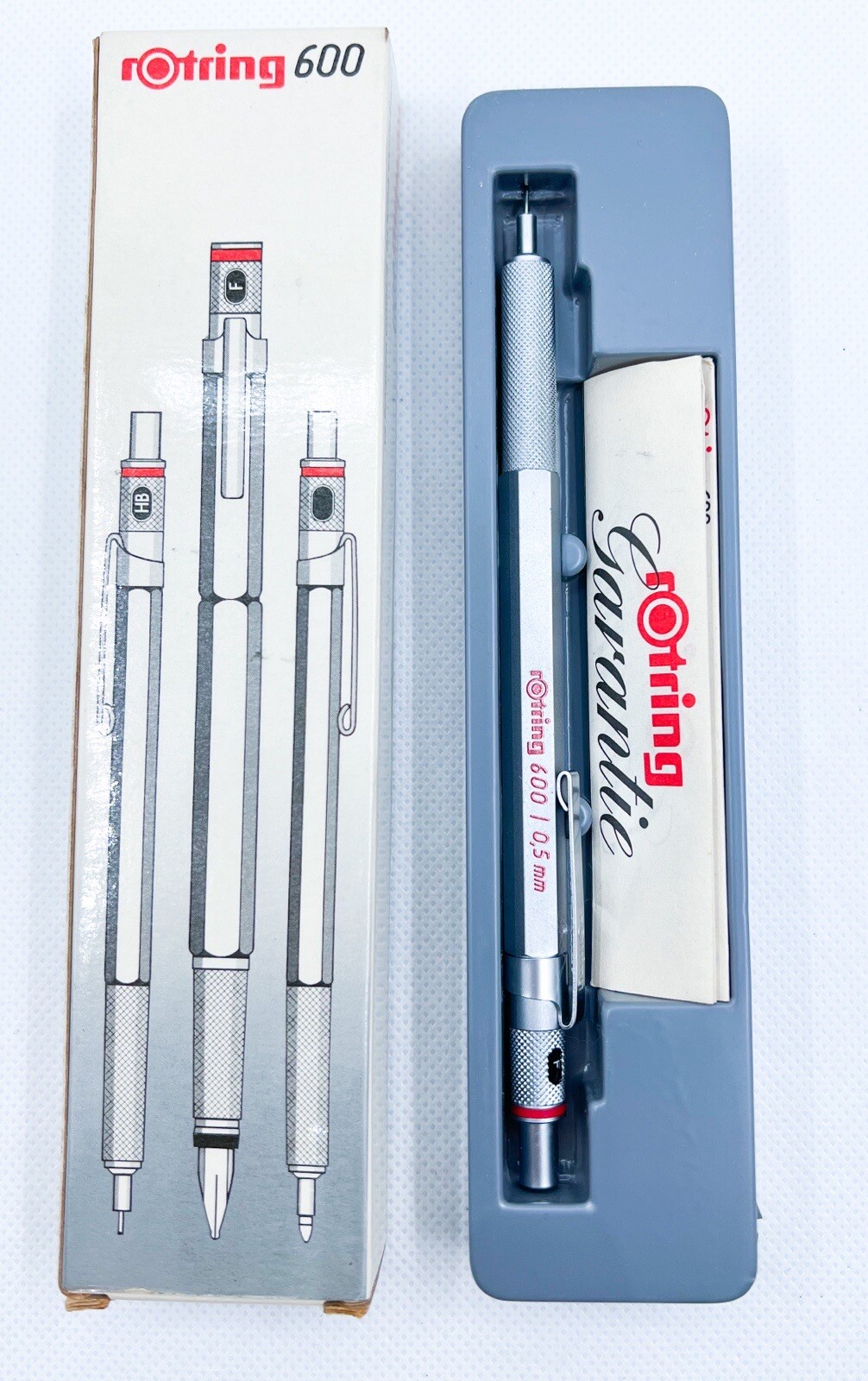 NOS Rotring 600 First ver. Spring Mechanical Pencil 0.5mm Silver W Box ...
