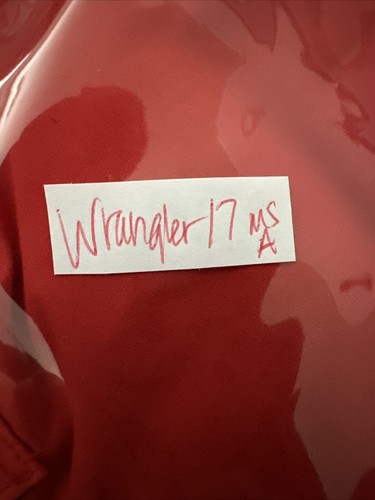 Wrangler Shirt Men 17x34 Red Cowboy Cut X Long Tail Pearl Snap Brushpopper VTG - Picture 17 of 17