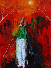 ARTIST ORIGINAL acrylic painting MODERN ABSTRAC WOMAN FIGURATIVE EXPRESSIVE ART