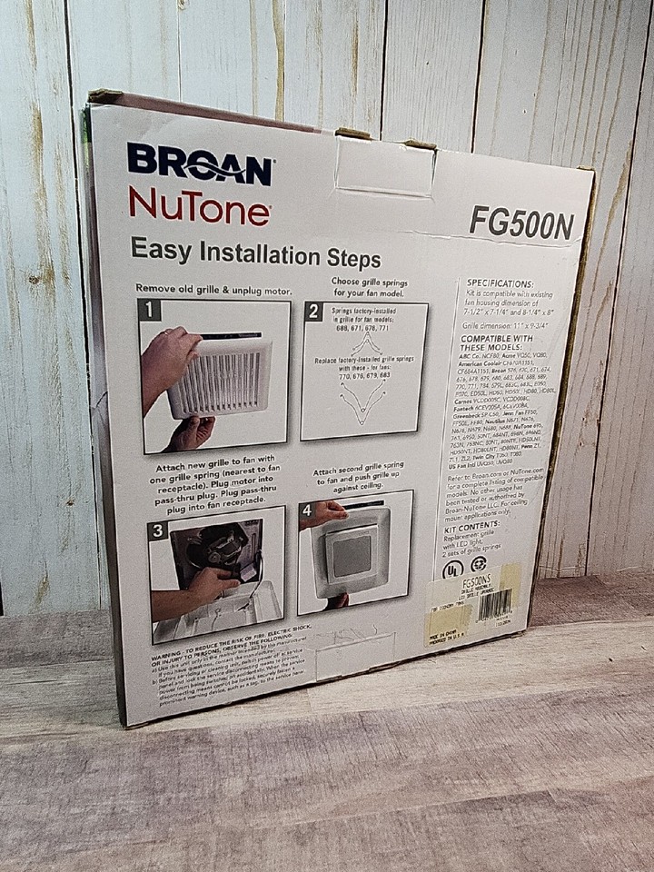 Broan-Nutone Quick Installation Bathroom Exhaust Fan Grille Cover with ...