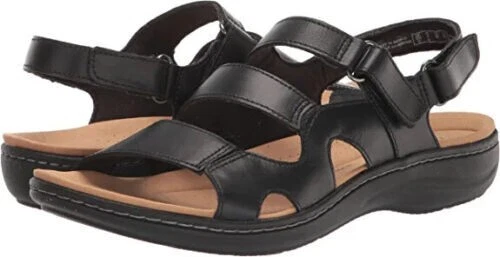 Sandali Clarks Donna Stile Laurieann Pelle Nera Ortolite US 12 M (3226) NUOVI