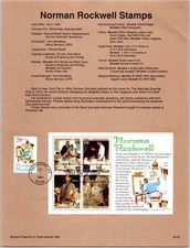 USPS SOUVENIR PAGE NORMAN ROCKWELL SATURDAY EVENING POST SOUV SHEET SML CREASE