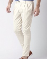 FARAH F Men's Pants 36 X 30 Beige Cream 100 Cotton Pleated