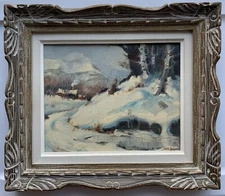 James Boren Original Oil Painting Winter Landscape Western Art Mountain Cabin
