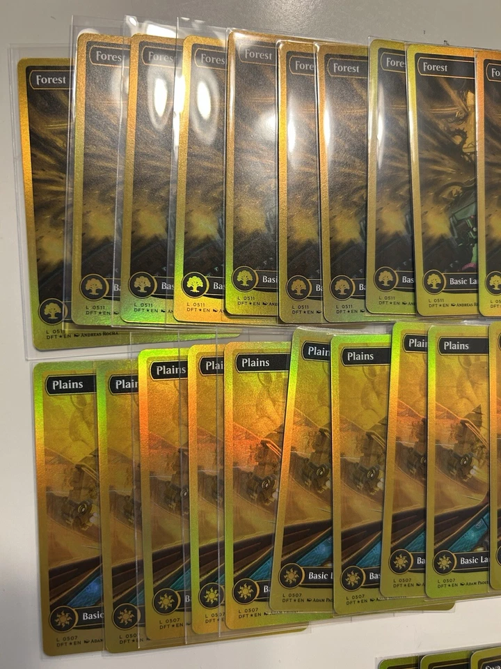 MTG Aetherdrift Basic Lands First-Place Foil x50 Full Art Set of 10 each NM - Image 2 of 4