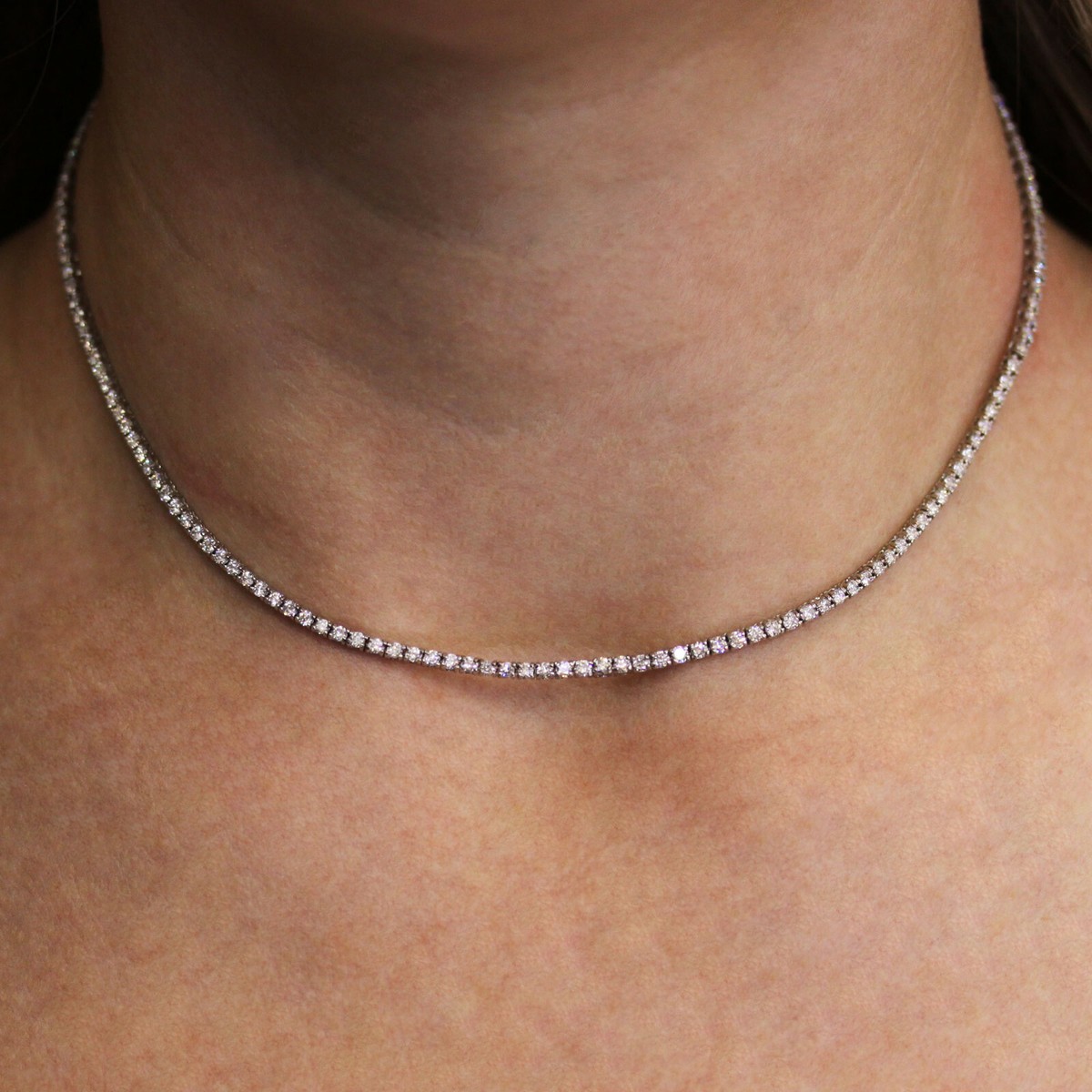 ctw Diamond (VS) 14k White Gold Tennis Necklace 14
