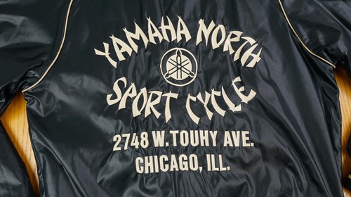 Vintage Yamaha Motorcycle Jacket 80s Medium Reversible Chicago Dealer Store Logo - Picture 14 of 16