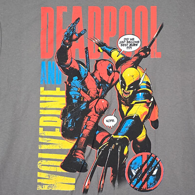 Dead Pool and Wolverine Shirt MENS Medium GREY Marvel Comics MOVIE X-Men NWT