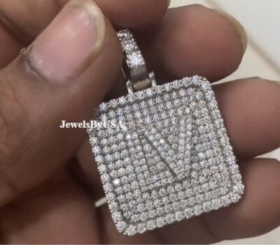 Real Moissanite 925 SilveR Custom Lucky Initial Engraved Dog Tag Pendant GIFT
