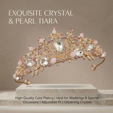 Pink Crystal Princess Tiara Crown for Girls Birthday Party Hair Accessory
