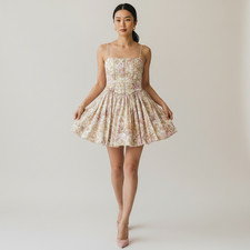 House Of CB Ysabella Womens Peach Floral Mini Dress Size XS
