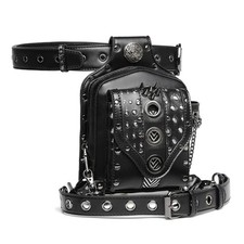 Steampunk Waist Bag Fanny Pack Thigh Holster Purse Gothic Leather Shoulder Cr...