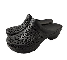 Dansko Pippa Black Jelly Clogs EU 40 US 9.5 / 10 Laser Cut-Out Floral Perforated