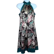 Jonathan Martin Paisley Floral Halter Dress Silky Sleeveless Stretch EUC Sz 6