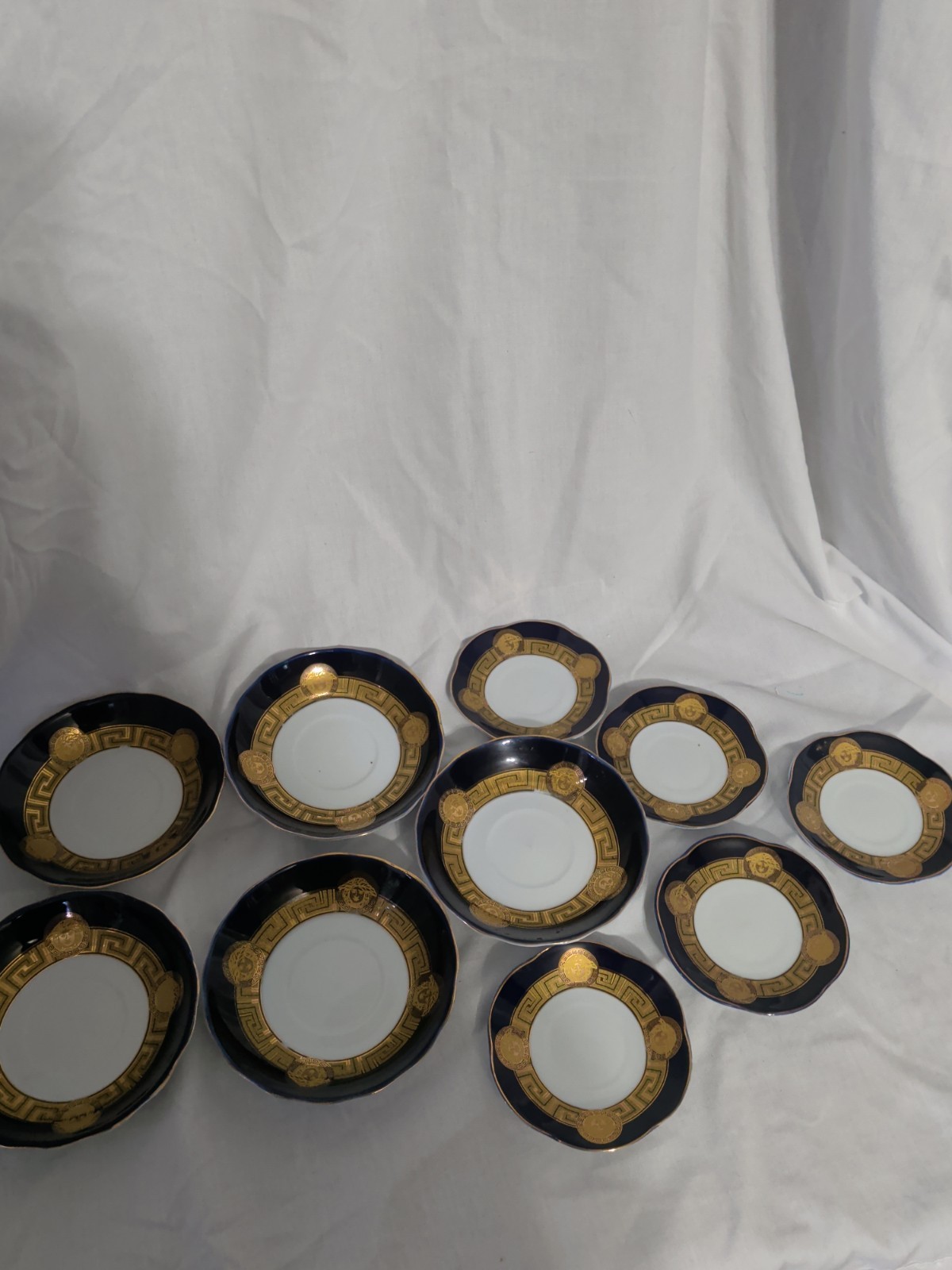 Medusa Blue & Gold Porcelain China 10 Teacup Saucer