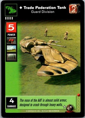 Star Wars Young Jedi CCG Battle Of Naboo Trade Federation Tank, Guard # 81