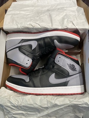 Nike Air Jordan 1 Mid Bred Shadow Men s Size 13 Black Grey Red High Top Shoes
