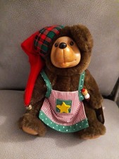 Vtg Raikes Santa Bear Workshop Wooden Face 3840/5000 w Original Tag 1994