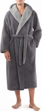 DAVID ARCHY Men Soft Fleece Plush Robe Full Length Long Bathrobe