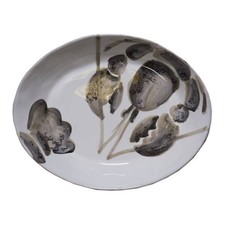 Piatto pasta MARINA ARAGOSTA aragosta ovale 20x26cm bianco grigio ceramica Virginia Casa