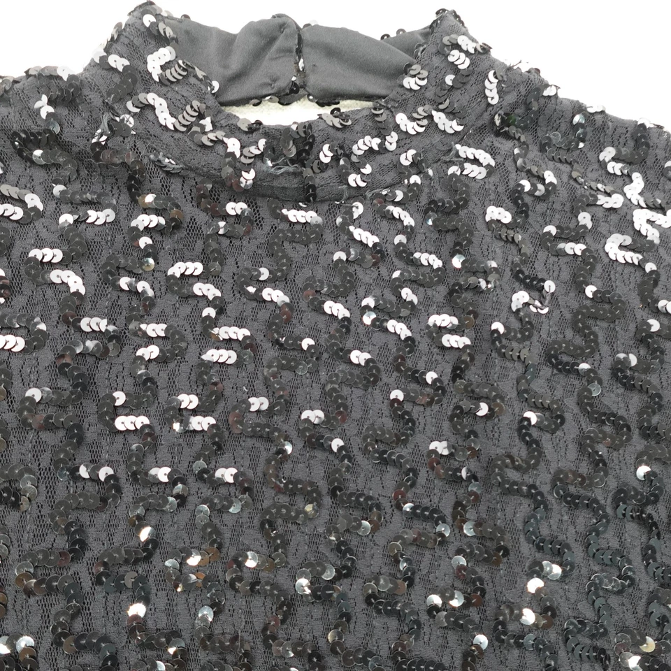 Vestido feminino vintage HW Collections 13-14 lantejoulas franja frisada festa anos 90 EUA - Imagem 4 de 4