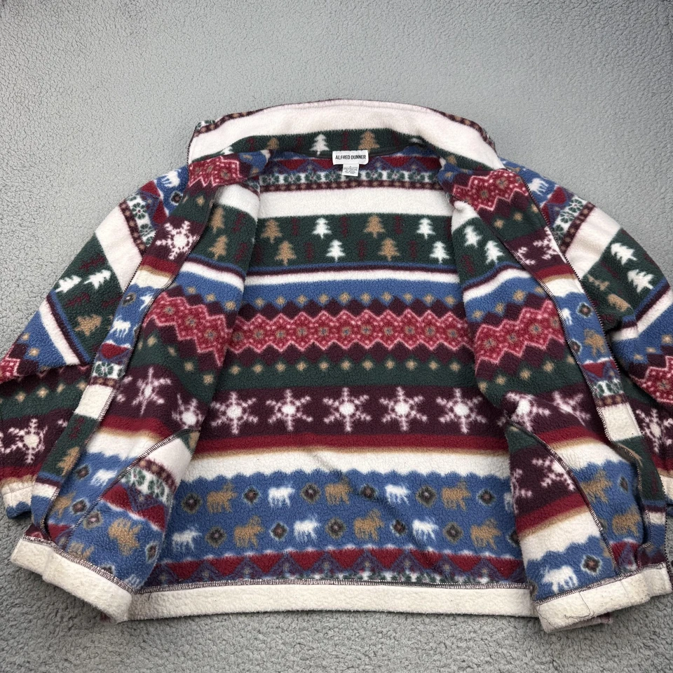 Chaqueta polar Alfred Dunner para mujer grande multicolor con cremallera copo de nieve árbol Foto 3 de 4