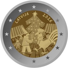 2 EURO LETTONIA 2026 - MERCATINI TRADIZIONALE DI NATALE - FDC UNC -